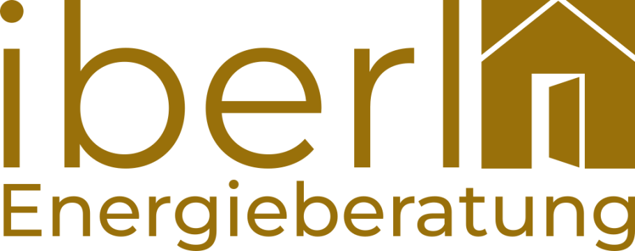 ockerfarbenes Logo mit dem Schriftug iberl Energieberatung und einem Haus mit offener Tür